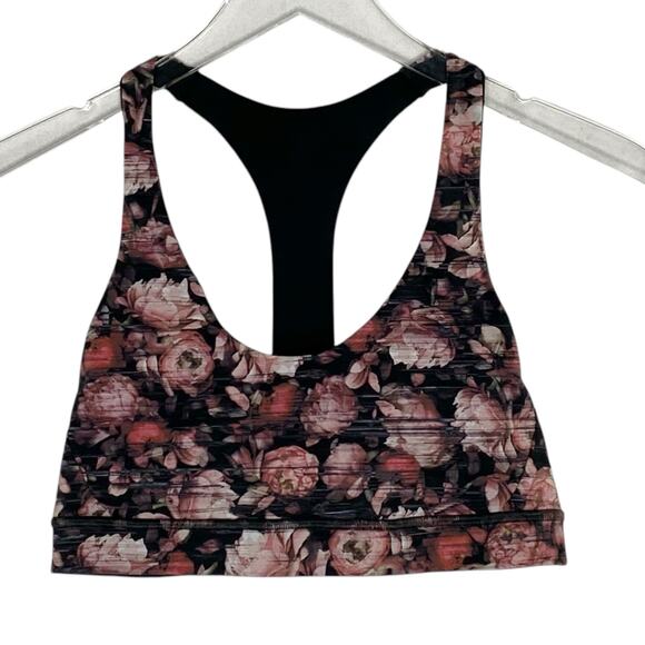 Lululemon 10 Break Free Bra Floral Peony Mesh Back Detail Gym Yoga - Picture 2 of 9